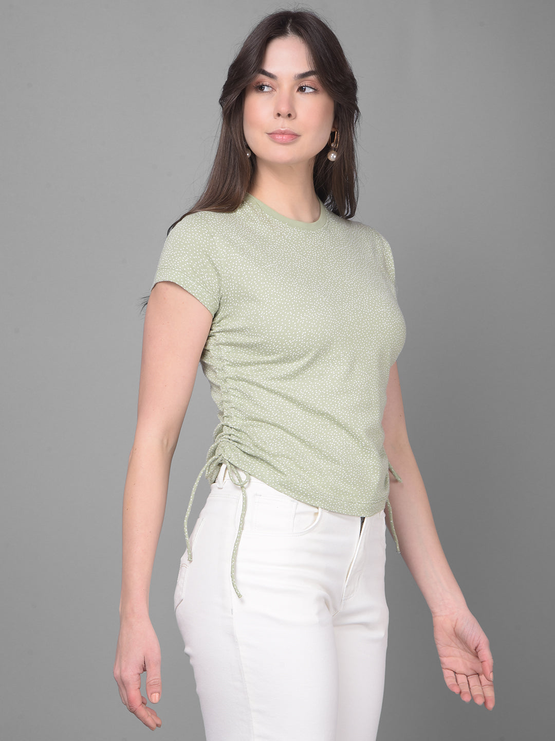 Green Printed T-Shirt-Women T-Shirts-Crimsoune Club