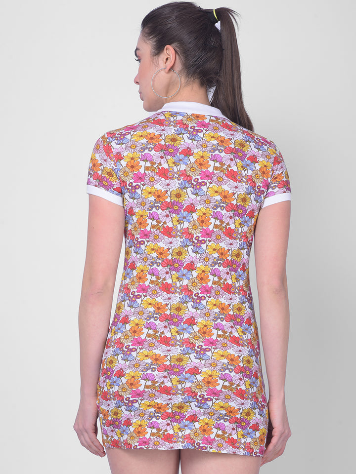 Multi Color Floral Mini Dress-Women Dresses-Crimsoune Club
