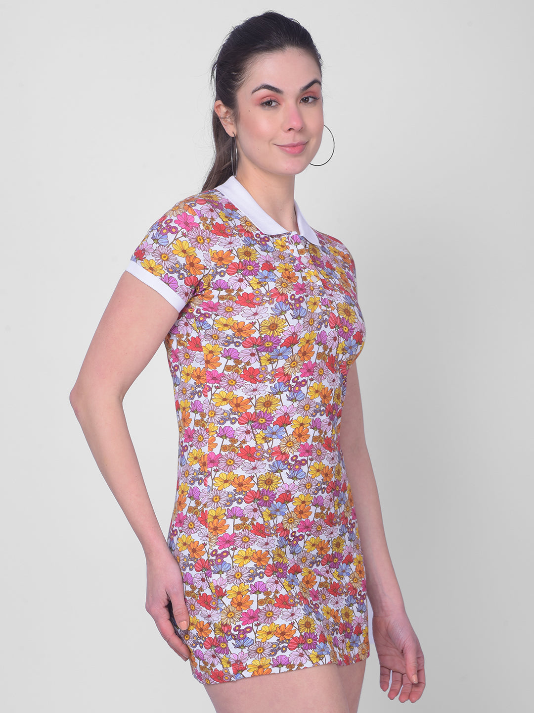 Multi Color Floral Mini Dress-Women Dresses-Crimsoune Club