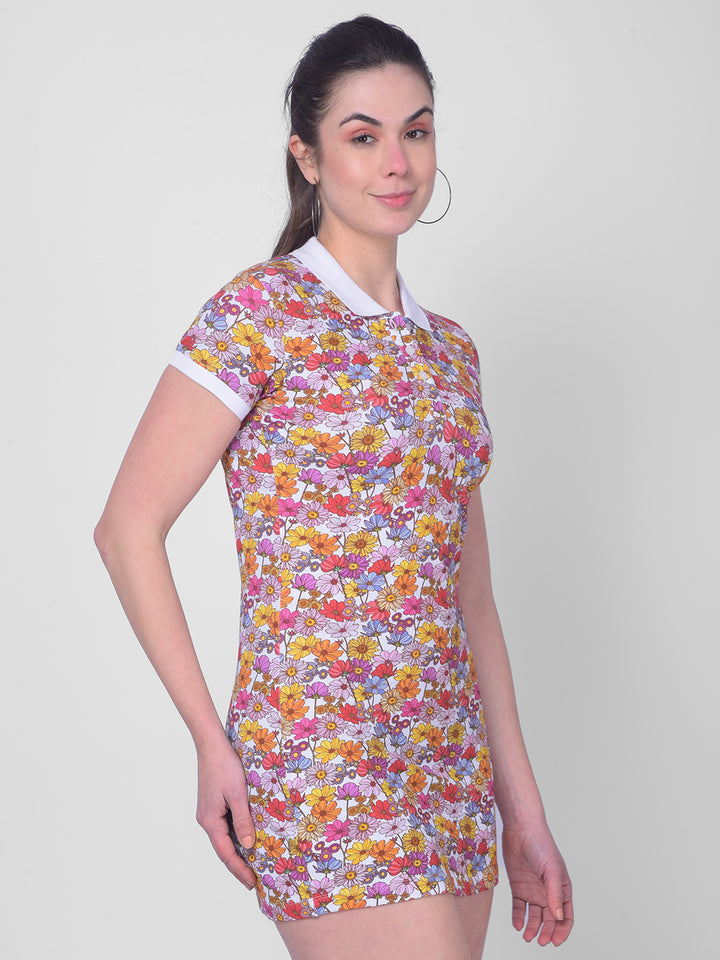 Multi Color Floral Mini Dress-Women Dresses-Crimsoune Club