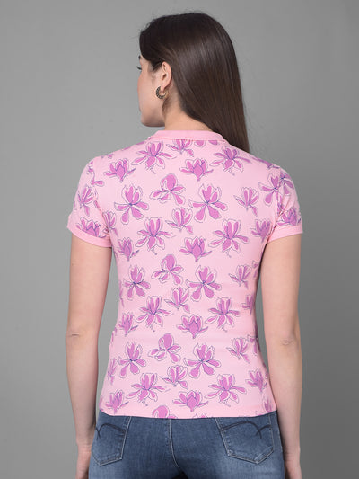 Purple Floral T-Shirt-Women T-Shirts-Crimsoune Club
