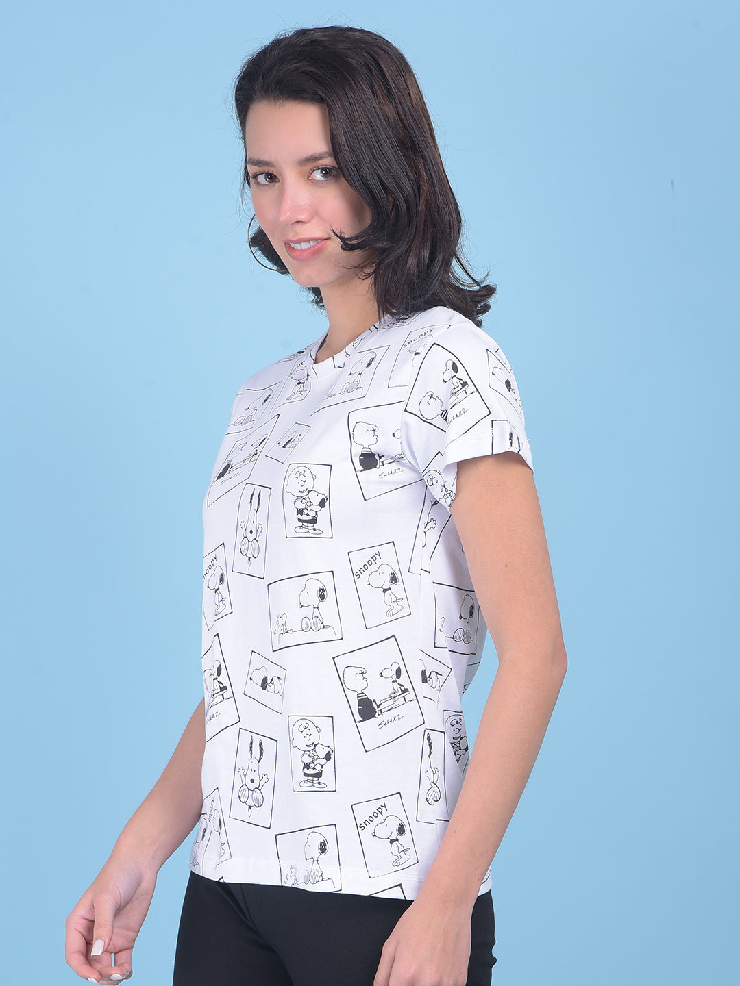 White Graphic Print Cotton T-Shirt-Women T-shirts-Crimsoune Club