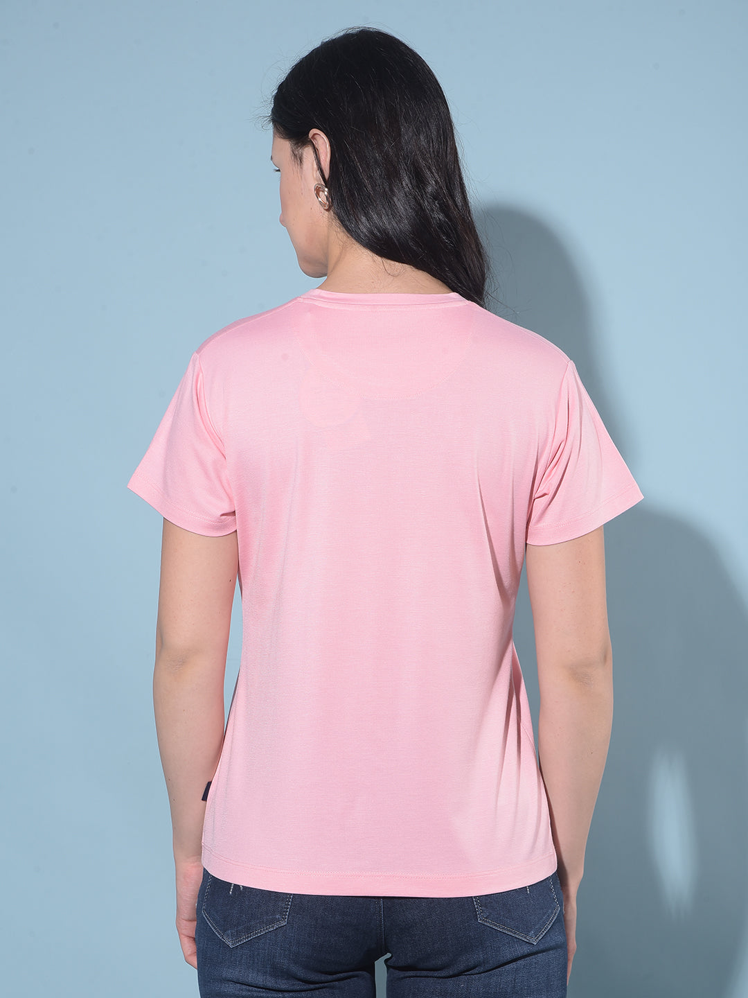 Peach Graphic Print T-Shirt-Women T-shirts-Crimsoune Club