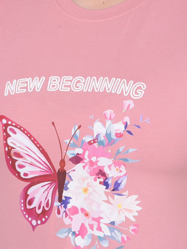 Pink Graphic Printed T-Shirt-Women T-Shirts-Crimsoune Club