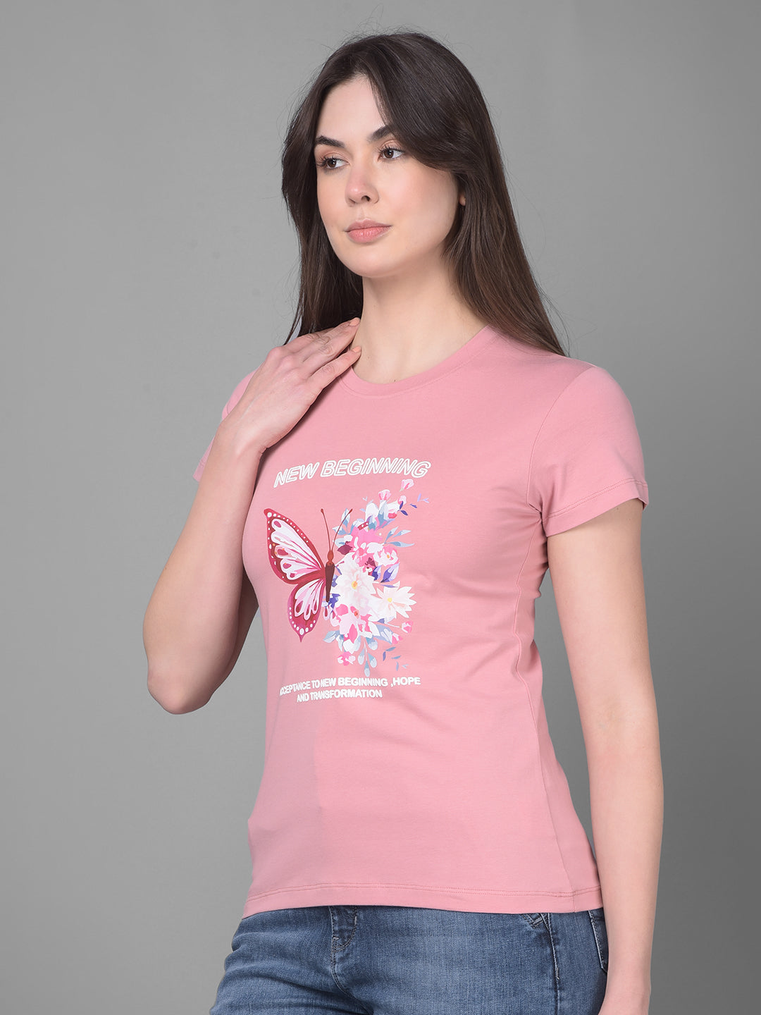 Pink Graphic Printed T-Shirt-Women T-Shirts-Crimsoune Club