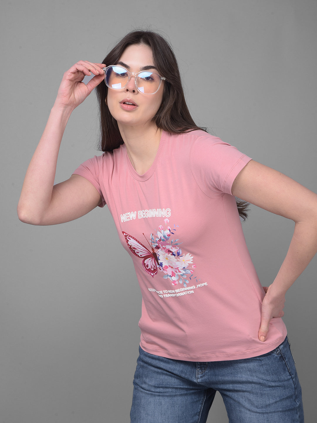 Pink Graphic Printed T-Shirt-Women T-Shirts-Crimsoune Club