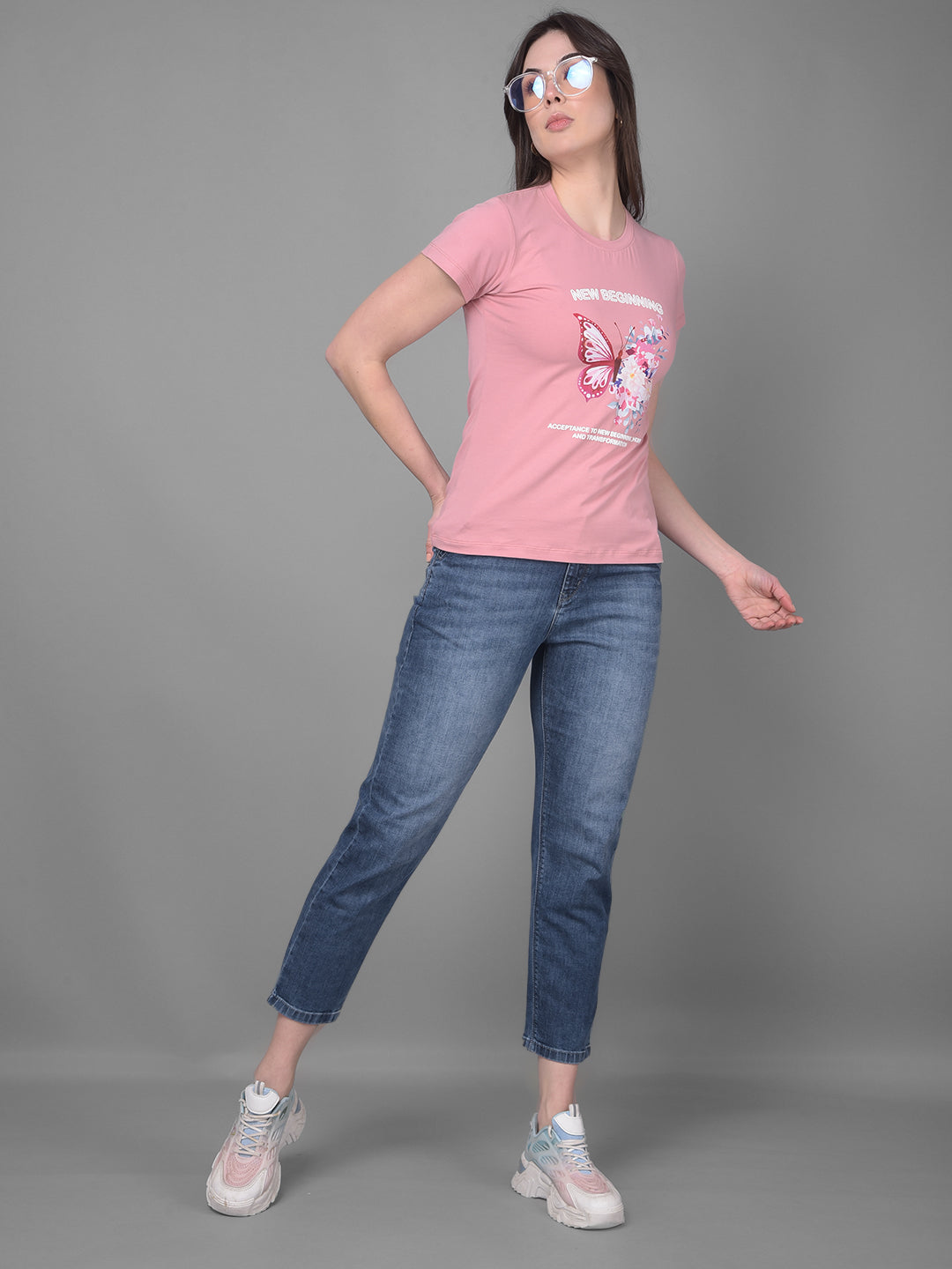 Pink Graphic Printed T-Shirt-Women T-Shirts-Crimsoune Club