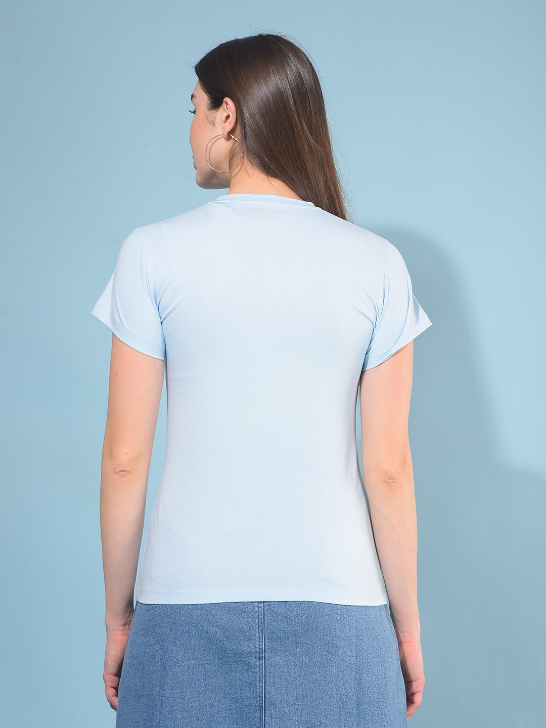 Blue Graphic T-Shirt-Women T-Shirts-Crimsoune Club