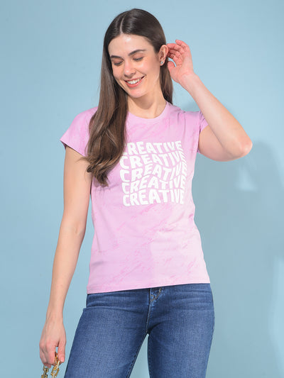 Purple Typographic T-Shirt-Women T-Shirts-Crimsoune Club