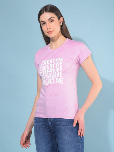 Purple Typographic T-Shirt-Women T-Shirts-Crimsoune Club