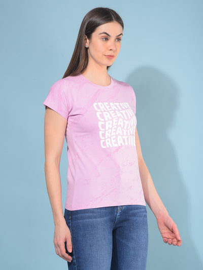 Purple Typographic T-Shirt-Women T-Shirts-Crimsoune Club