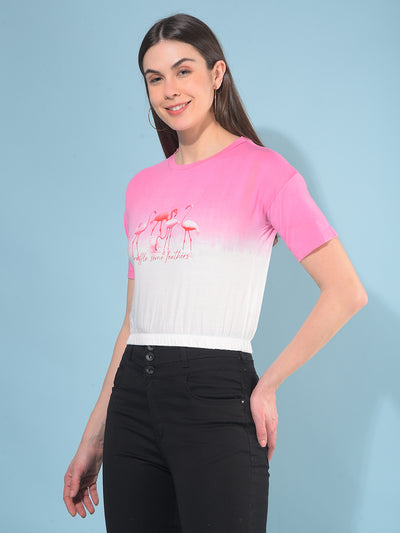 Pink Graphic 100% Cotton T-Shirt-Women T-Shirts-Crimsoune Club