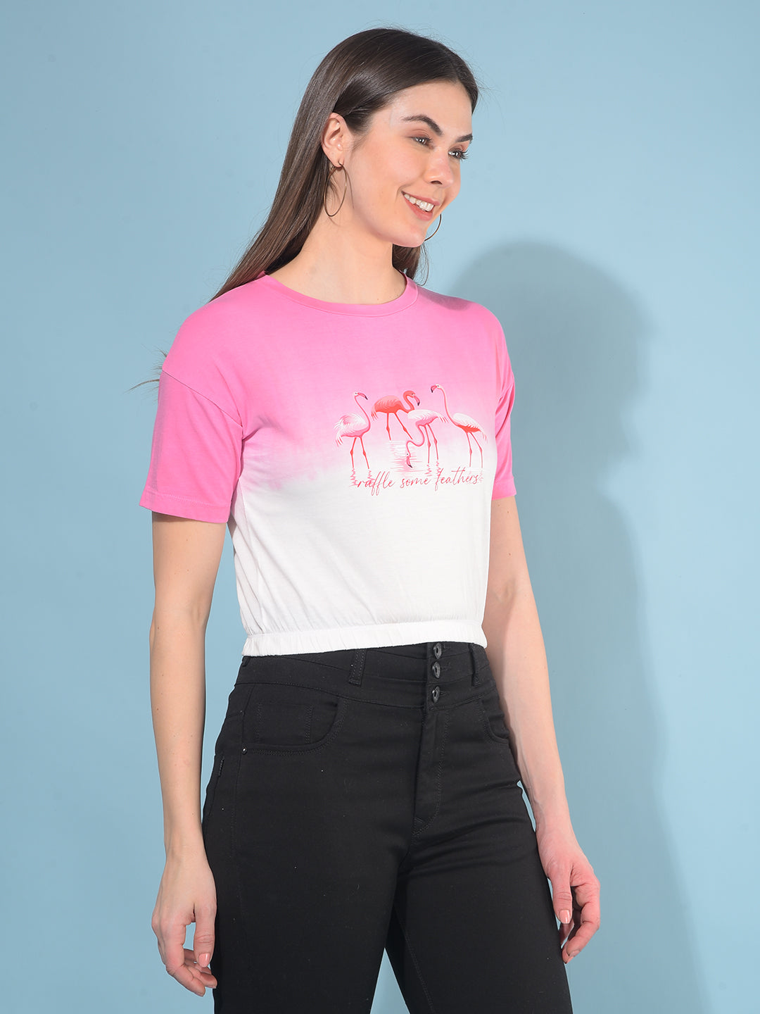 Pink Graphic 100% Cotton T-Shirt-Women T-Shirts-Crimsoune Club