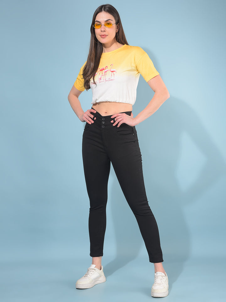 Yellow Graphic 100% Cotton T-Shirt-Women T-Shirts-Crimsoune Club