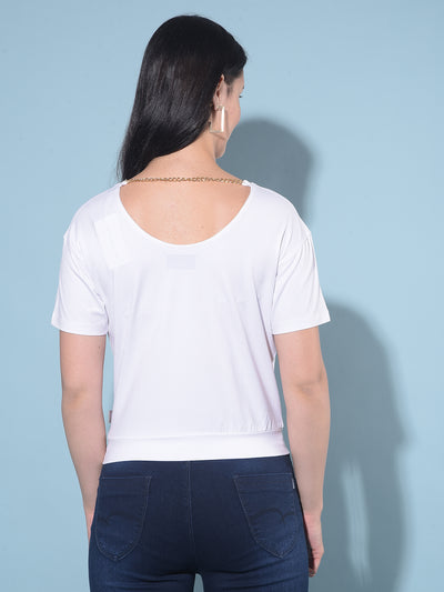 White Graphic Print Cotton T-Shirt-Women T-Shirts-Crimsoune Club