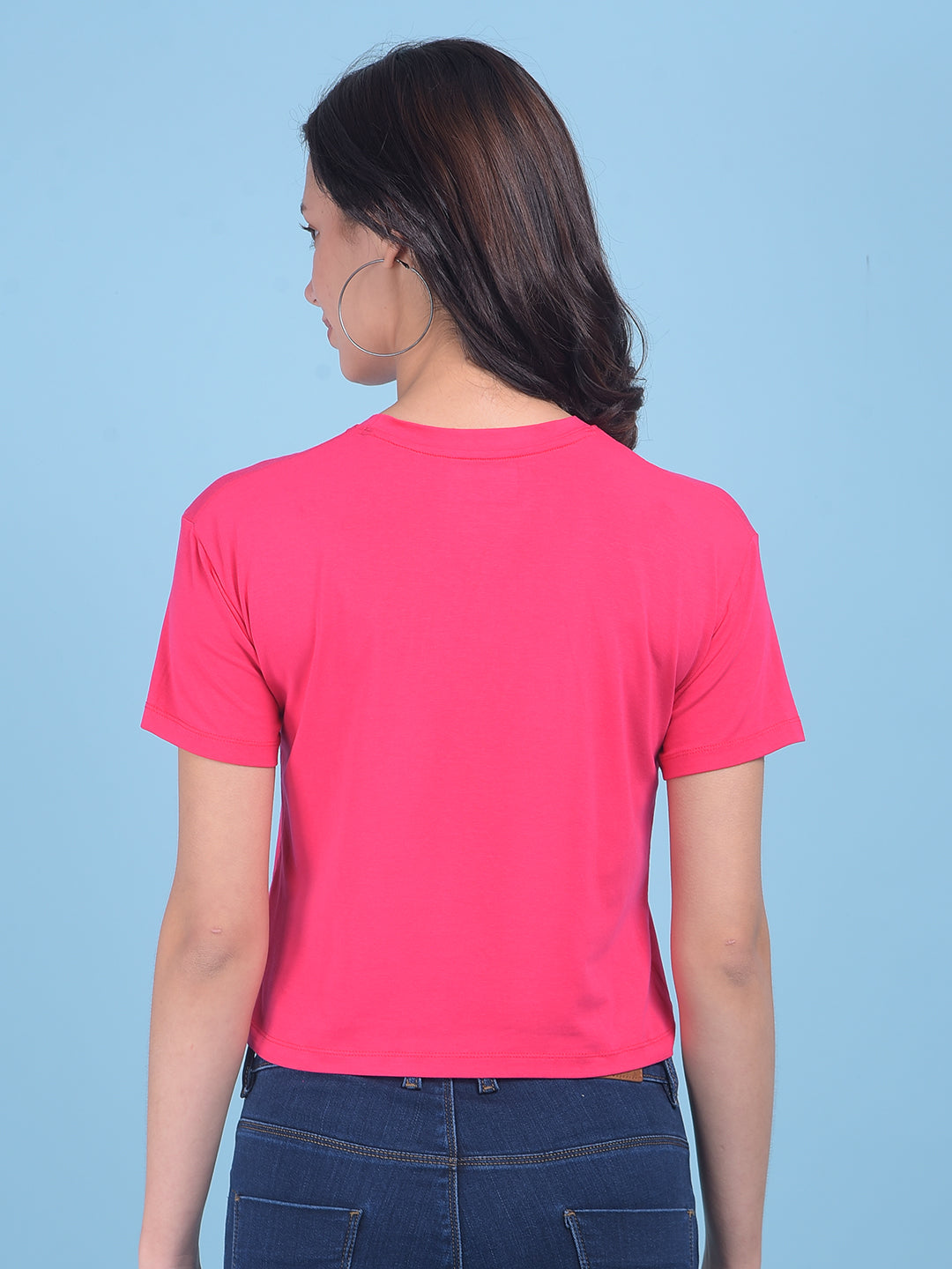 Pink Graphic Print Crop T-Shirt-Women T-shirts-Crimsoune Club