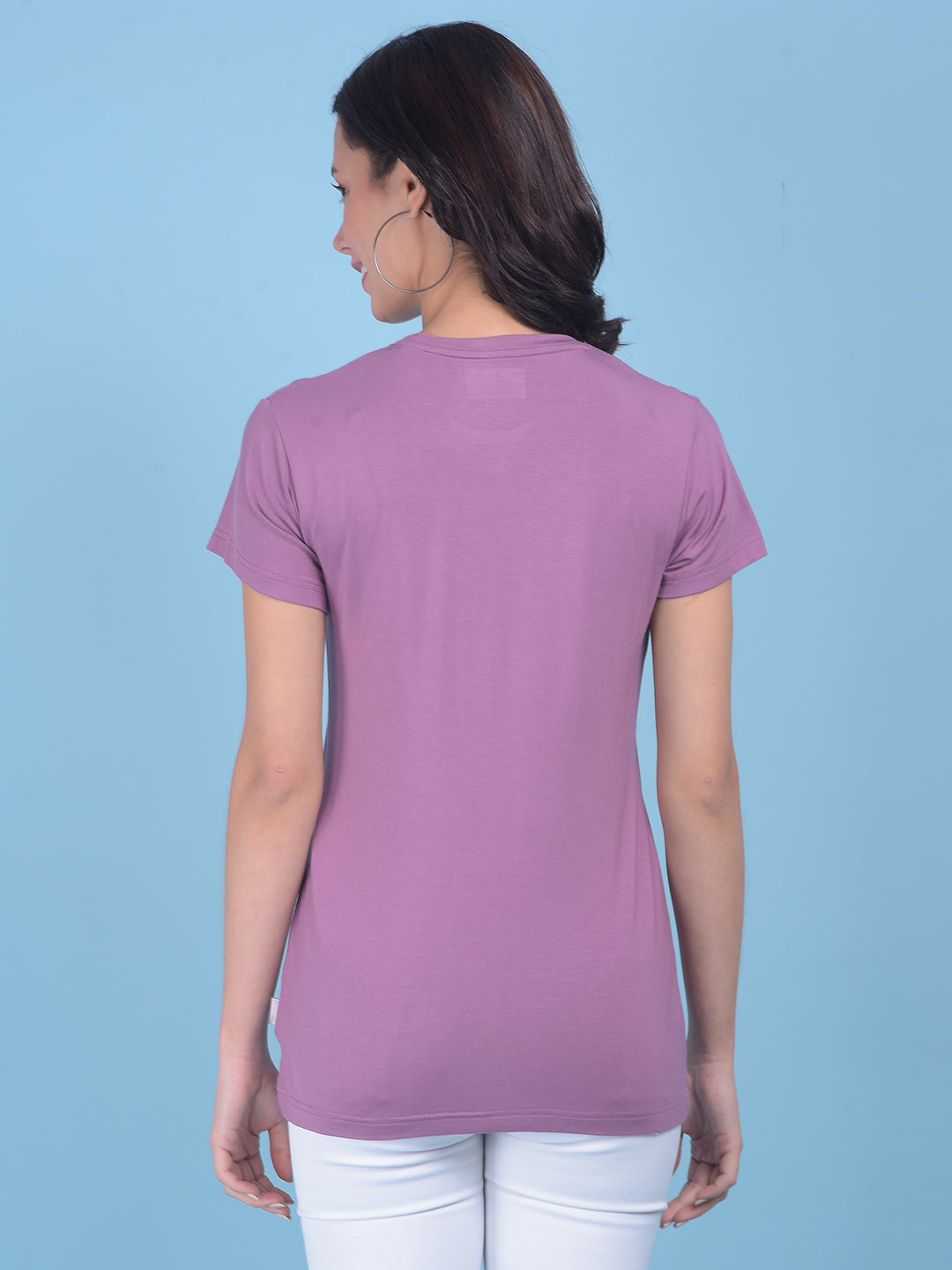 Purple Floral Print T-Shirt-Women T-shirts-Crimsoune Club