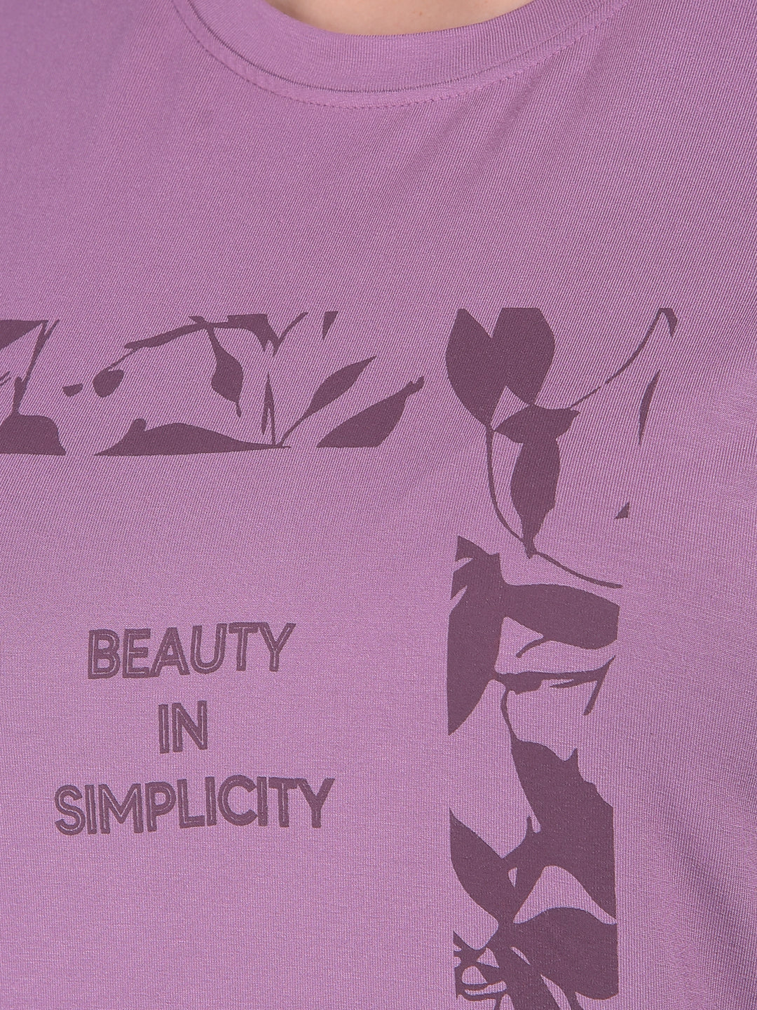 Purple Floral Print T-Shirt-Women T-shirts-Crimsoune Club