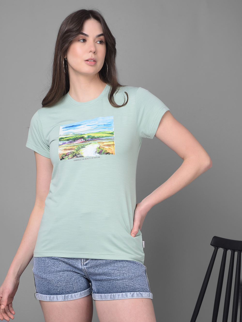 Green Graphic Printed T-Shirt-Women T-Shirts-Crimsoune Club