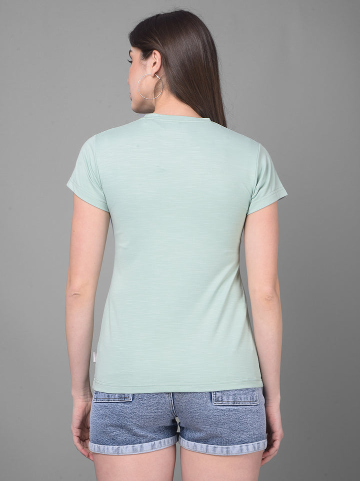 Green Graphic Printed T-Shirt-Women T-Shirts-Crimsoune Club