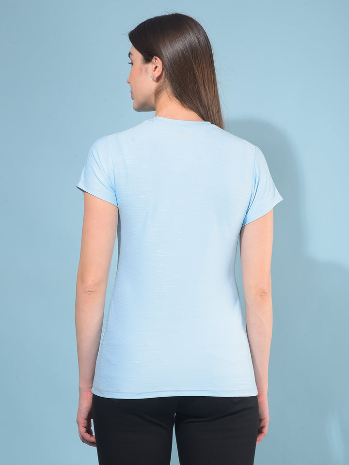 Blue Graphic T-Shirt-Women T-Shirts-Crimsoune Club