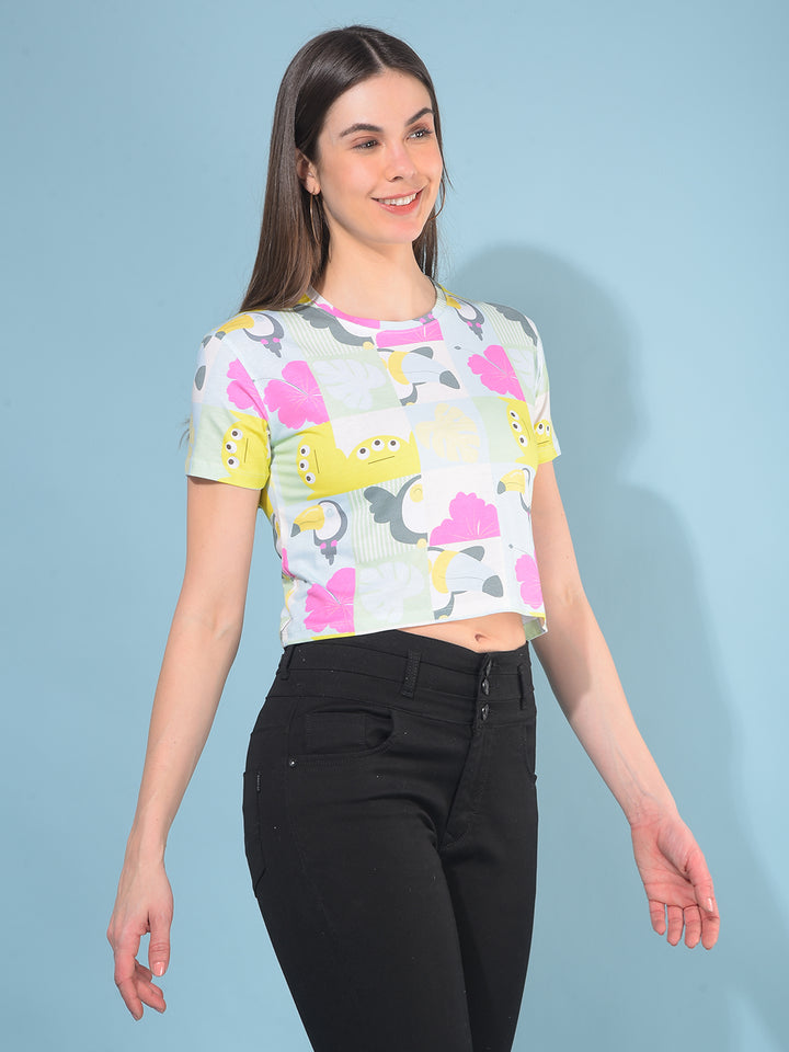 Yellow Graphic T-Shirt-Women T-Shirts-Crimsoune Club