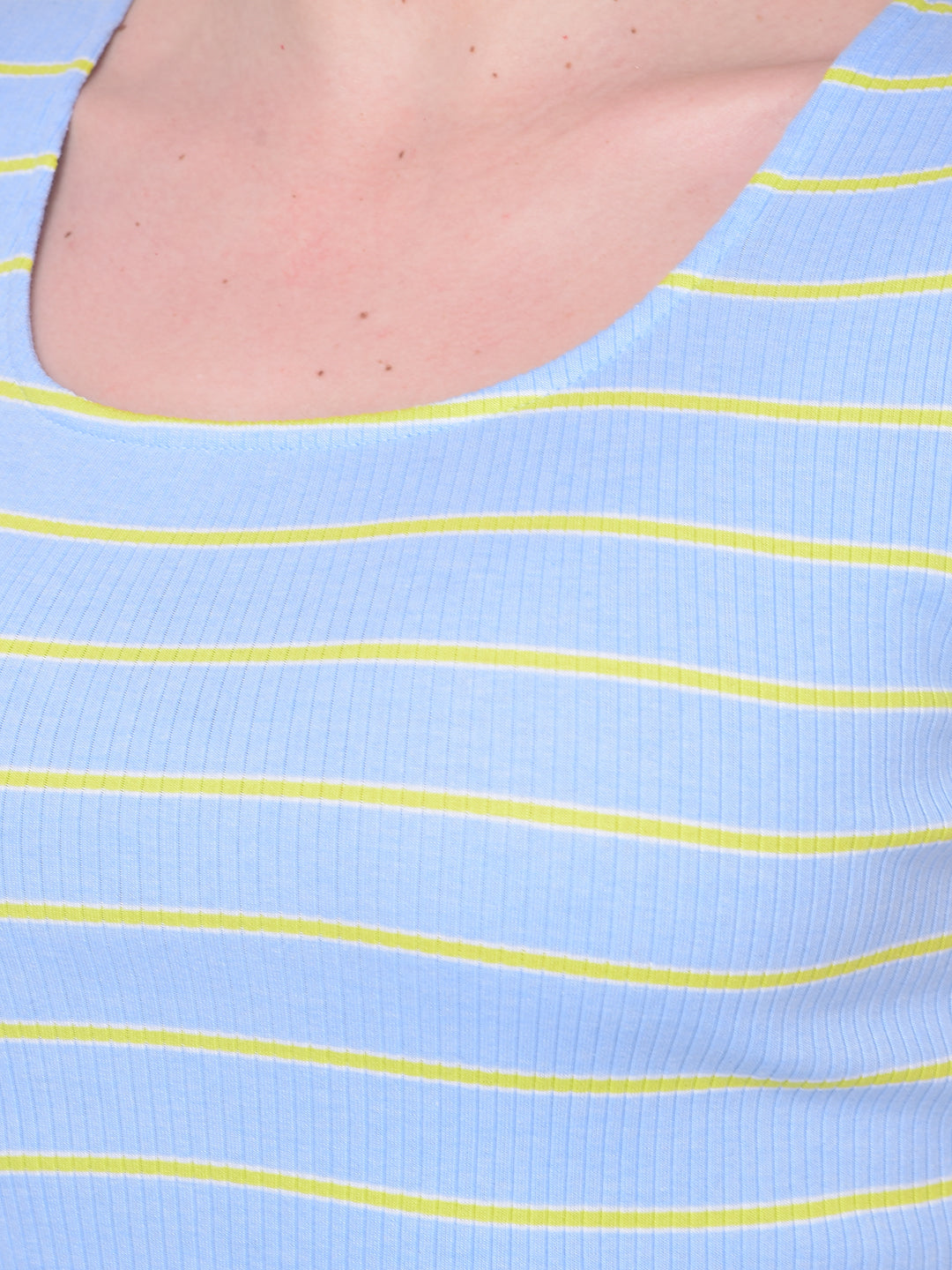 Blue Striped T-Shirt-Women T-Shirts-Crimsoune Club