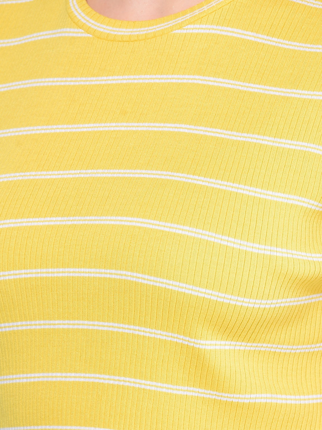 Yellow Verticle Striped T-Shirt-Women T-Shirts-Crimsoune Club