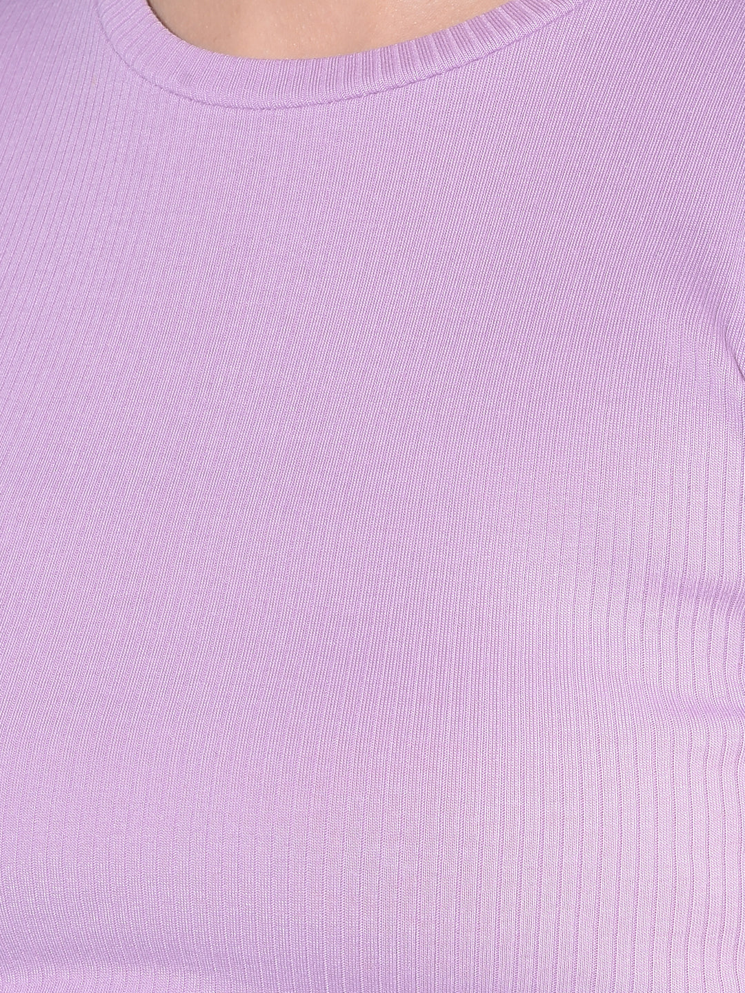 Purple Cotton Crop T-Shirt-Women T-shirts-Crimsoune Club