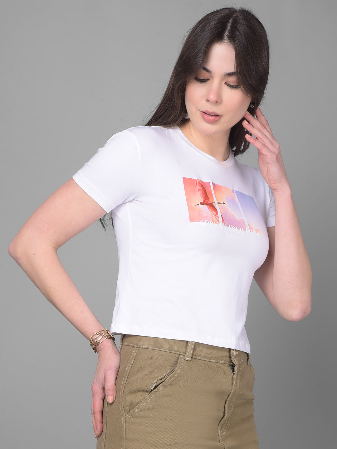 White Graphic Printed T-Shirt-Women T-Shirts-Crimsoune Club