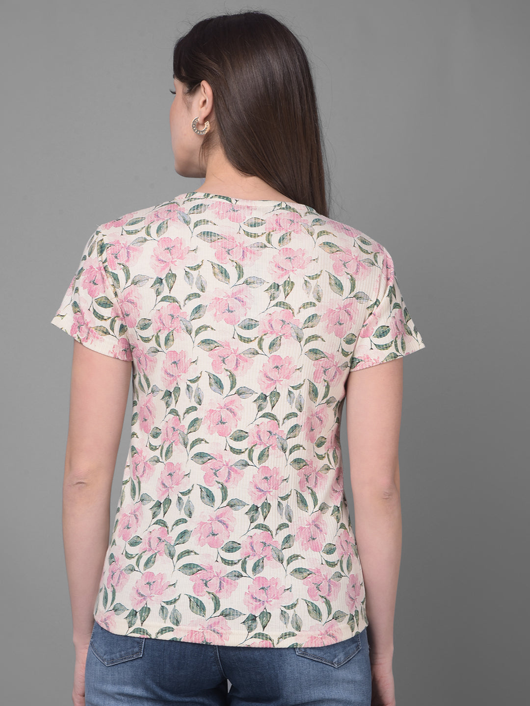 Pink Floral T-Shirt-Women T-Shirts-Crimsoune Club