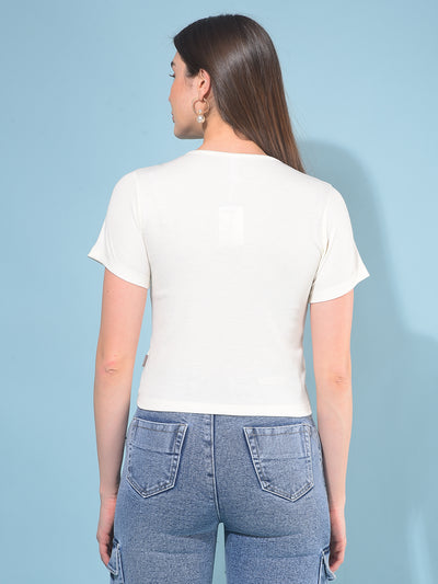 White Cotton T-Shirt-Women T-Shirts-Crimsoune Club