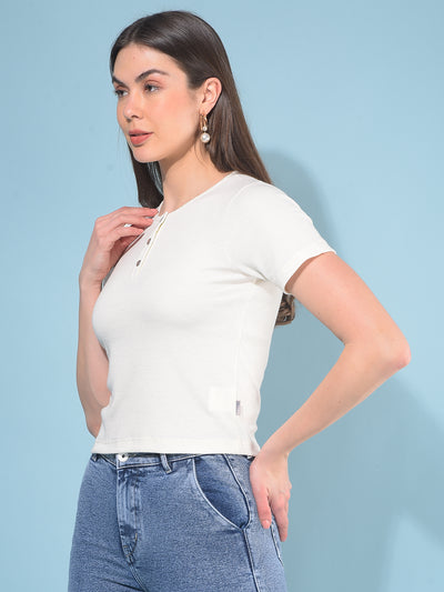 White Cotton T-Shirt-Women T-Shirts-Crimsoune Club