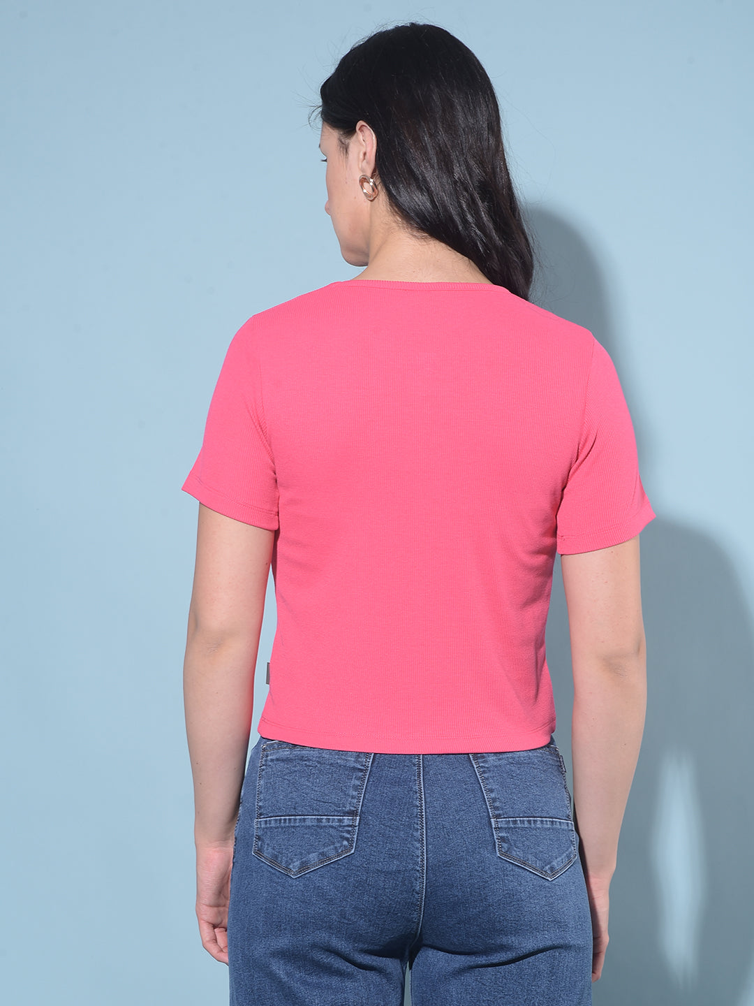 Pink Cotton T-Shirt-Women T-Shirts-Crimsoune Club