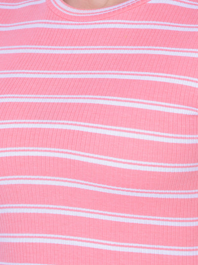 Pink Striped Bodycon Dress-Women Dresses-Crimsoune Club