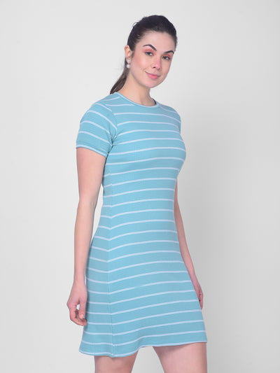 Green Striped Bodycon Dress-Women Dresses-Crimsoune Club