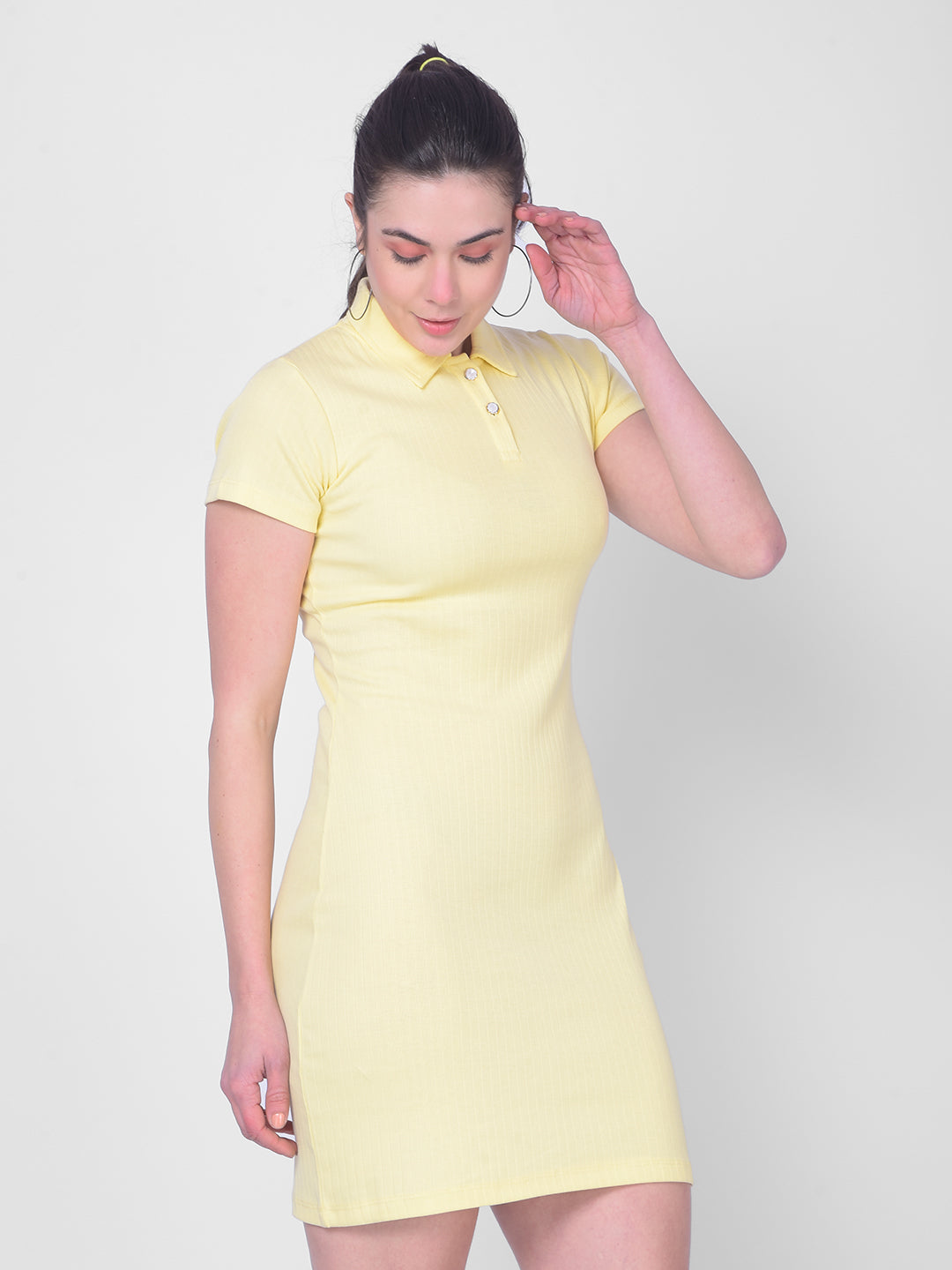 Yellow Bodycon Dress-Women Dresses-Crimsoune Club