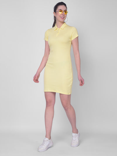 Yellow Bodycon Dress-Women Dresses-Crimsoune Club