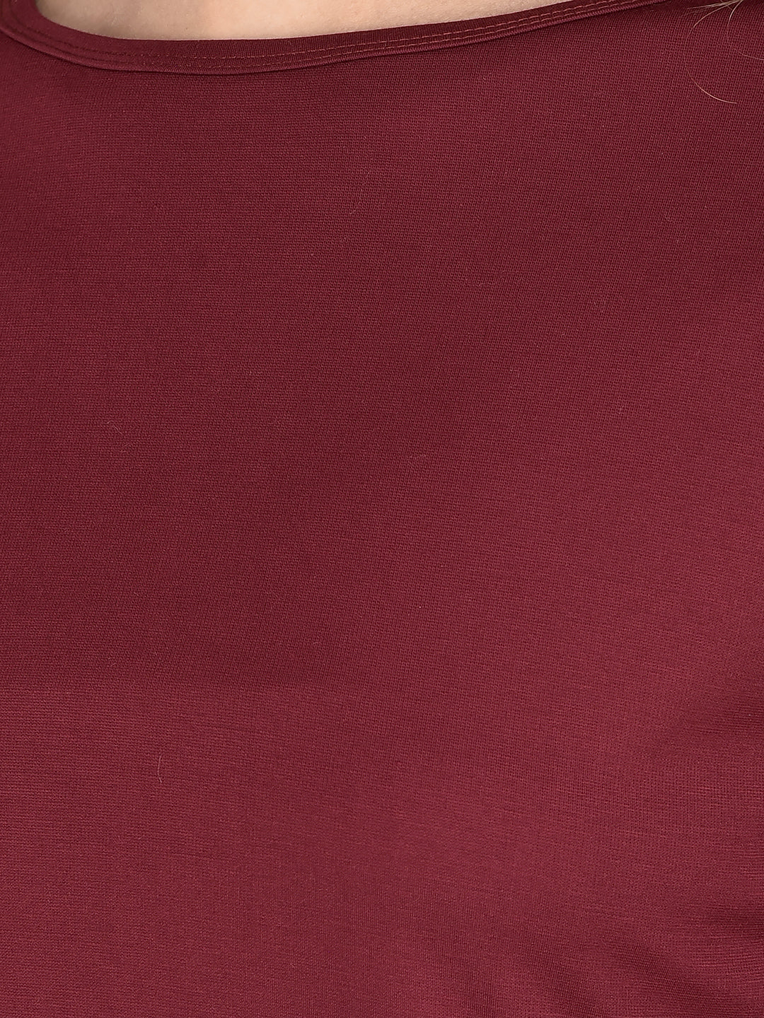 Wine Crop Length T-Shirt-Women T-Shirts-Crimsoune Club