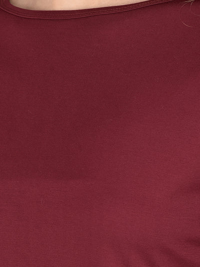 Wine Crop Length T-Shirt-Women T-Shirts-Crimsoune Club