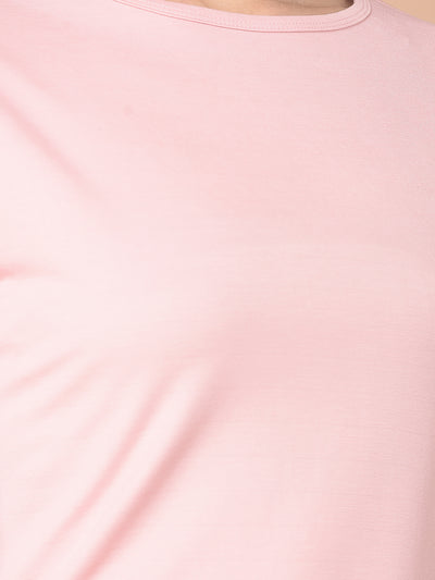 Peach Crop Length T-Shirt-Women T-Shirts-Crimsoune Club
