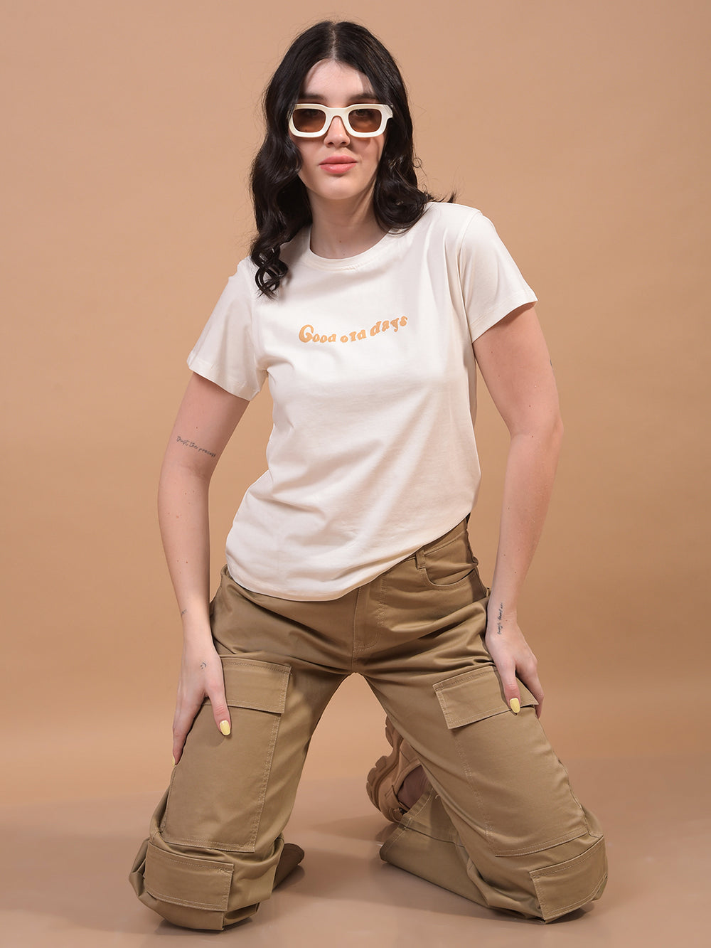 Women's White Graphic Print T-Shirt-Women T-Shirts-Crimsoune Club