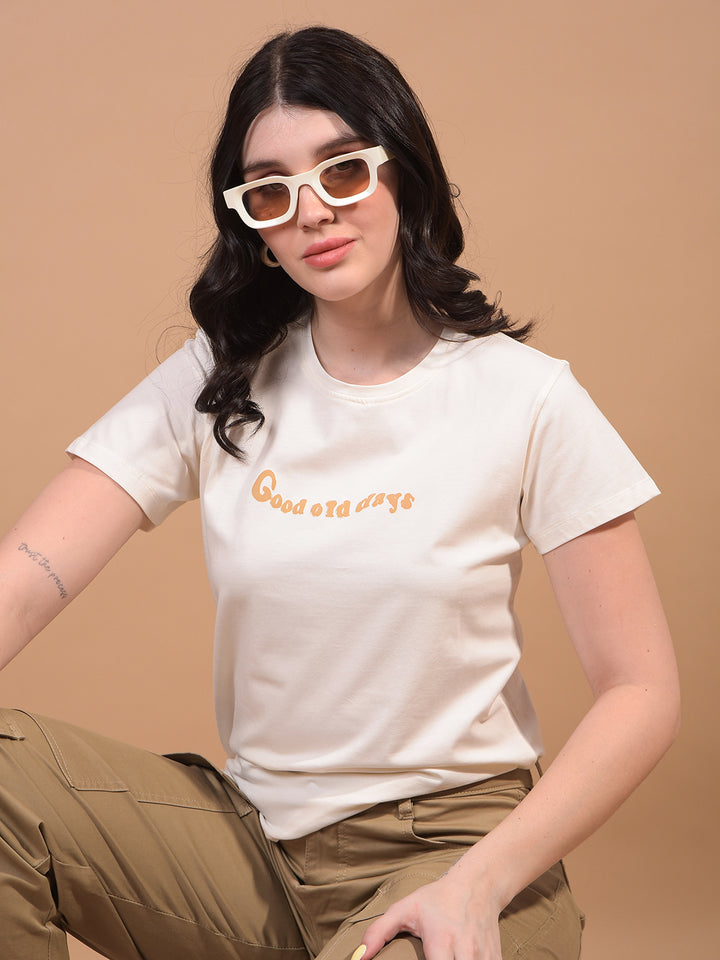 Women's White Graphic Print T-Shirt-Women T-Shirts-Crimsoune Club