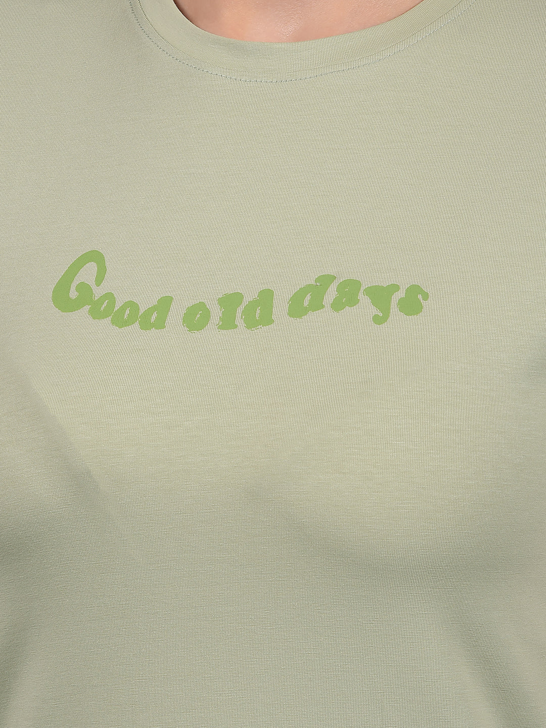 Green Typographic Print T-Shirt-Women T-Shirts-Crimsoune Club
