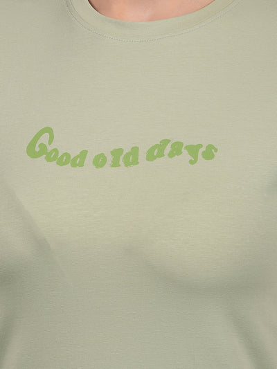 Green Typographic Print T-Shirt-Women T-Shirts-Crimsoune Club