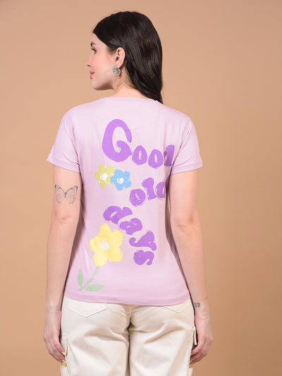 Women's Purple Graphic Print T-Shirt-Women T-Shirts-Crimsoune Club