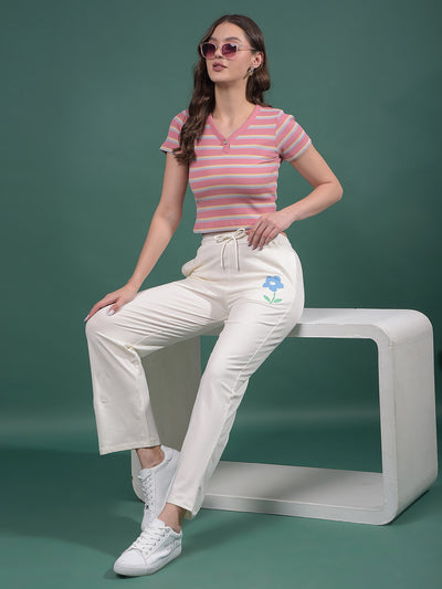White Trackpants-Women Trackpants-Crimsoune Club