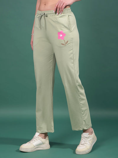 Green Trackpants-Women Trackpants-Crimsoune Club