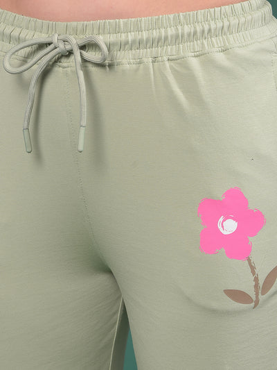 Green Trackpants-Women Trackpants-Crimsoune Club