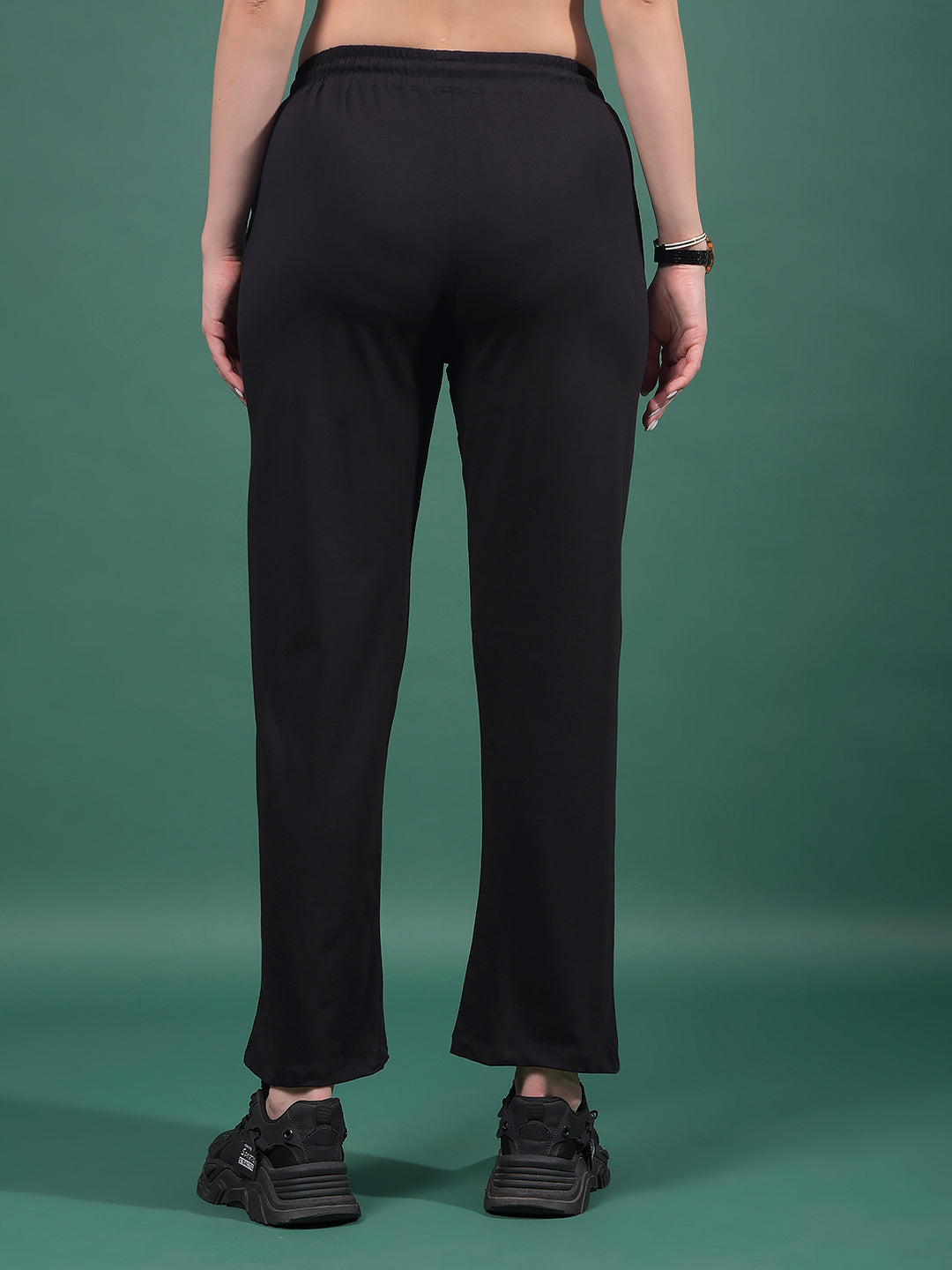 Black Trackpants-Women Trackpants-Crimsoune Club